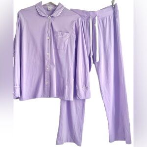 J.Crew M Lavender Lilac 2pc 100% Cotton Long-sleeve knit pajamas set Medium Pjs